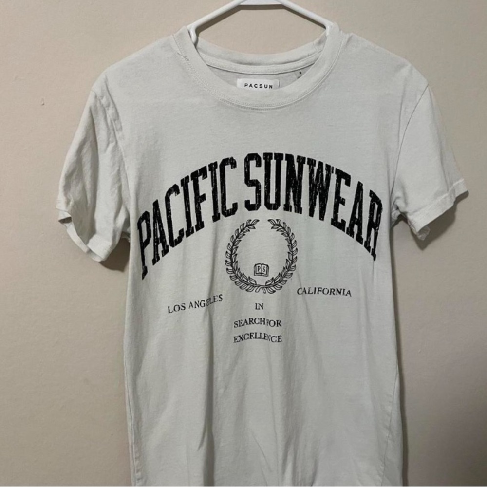PacSun White Short Sleeve Tee with Black Graphic